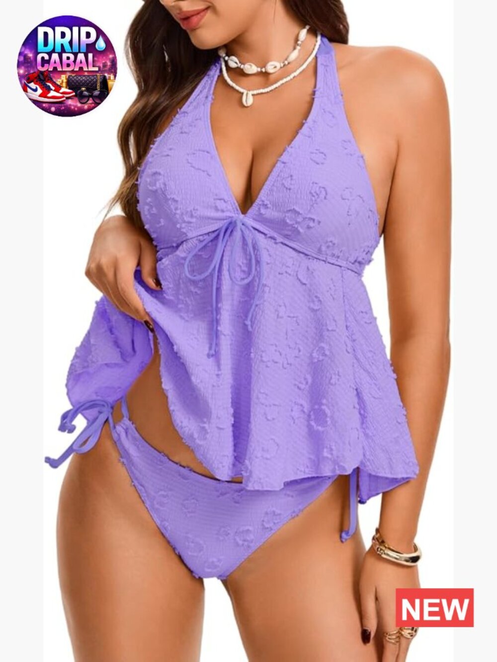 Flowy Tankini Set Halter Top Cheeky Bottom